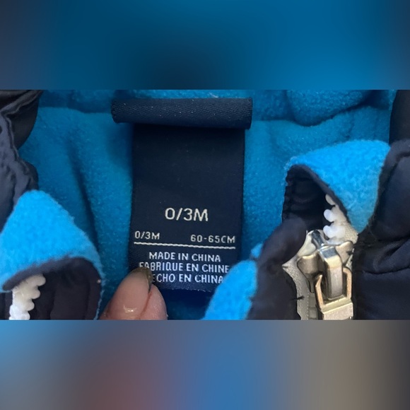 Nike Baby Navy Blue Fleece Lined Puffer Snowsuit Zip Front Hooded Snaps; 0-3 mon - Picture 4 of 8